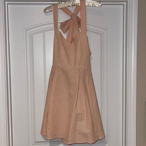 Lauren James orange and white seersucker dress